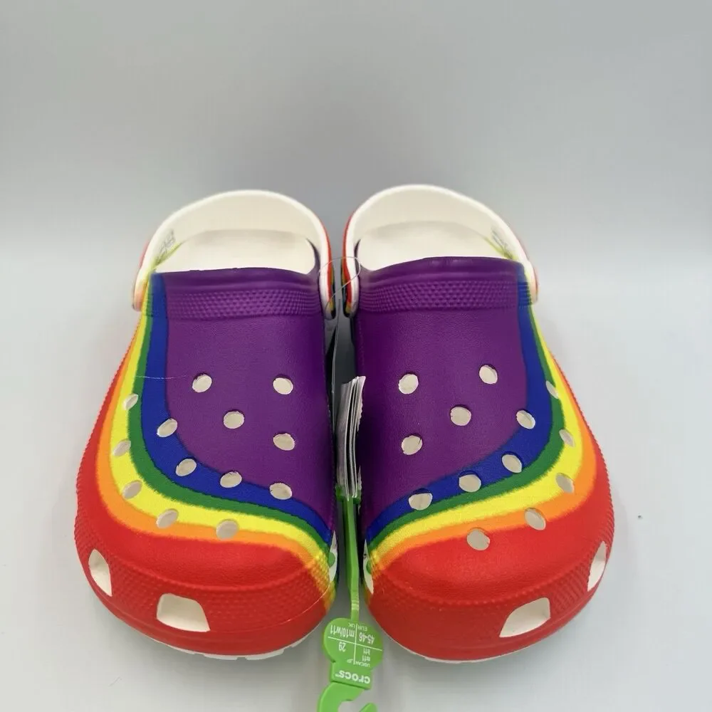 Crocs Classic Rainbow Dye Clogs Men Size 11 Colorful Comfort Slip-on Shoes READ
